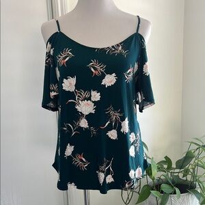 NWT Kaileigh Teal Floral Off-Shoulder Top